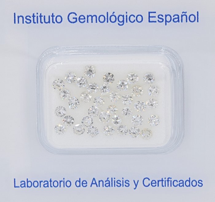 Ingen mindstepris - 38 pcs Diamant  (Natur)  - 1.71 ct - Rund - H, I - SI1, VVS1 - Instituto Gemólogico Español (IGE)