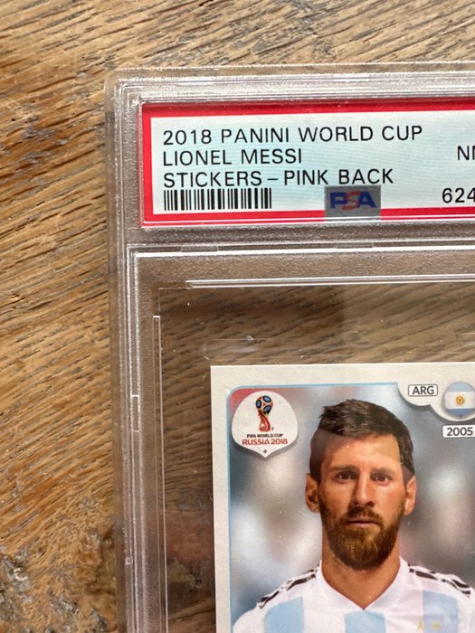 2018 Panini World Cup Lionel Messi #276 Pink Back PSA 8 - 1 Graded sticker