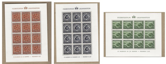 Liechtenstein 1953 - Mint aldrig hængslet som en blokudgave - Prähistorische Funde Mi.Nr. 319-321