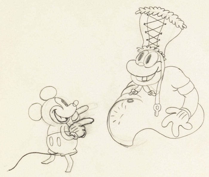 Trader Mickey (Walt Disney, 1932) - 1 Mickey Mouse og Native Chief Animation Tegning