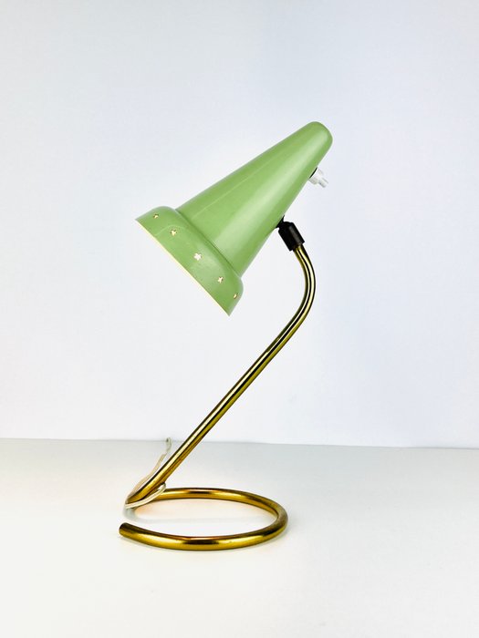 Skrivebordslampe - Mintgrøn perforeret cocotte lampe, 1950'erne - Messing, Stål