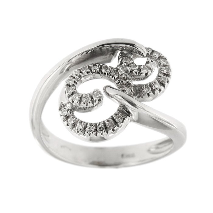 Statement-ring - 18 kraat Hvidguld Diamant  (Natur)