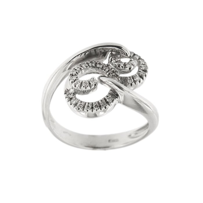 Statement-ring - 18 kraat Hvidguld Diamant  (Natur)