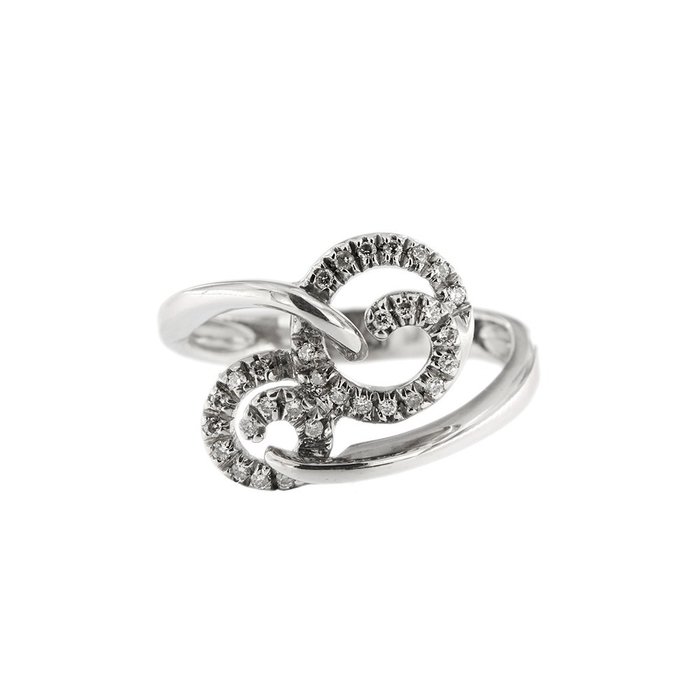 Statement-ring - 18 kraat Hvidguld Diamant  (Natur)