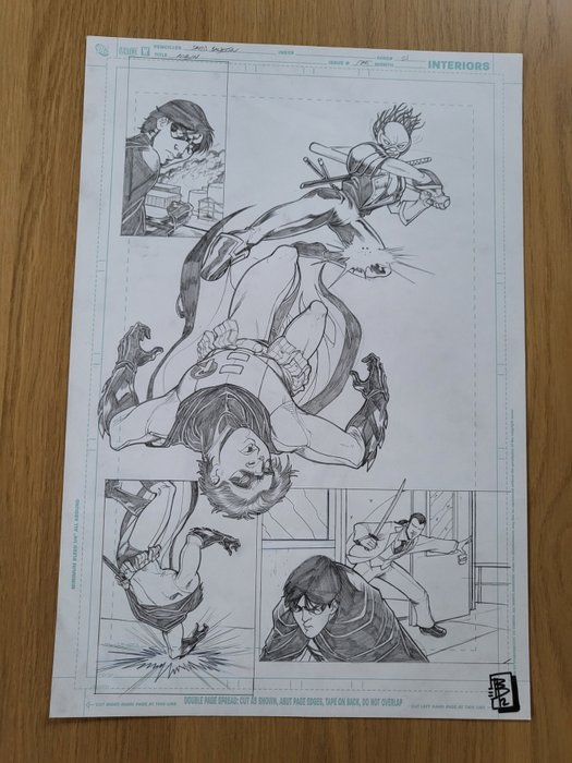 David Baldeon - 1 Original page - Batman - Robin Iss: 175 unpublished - signed