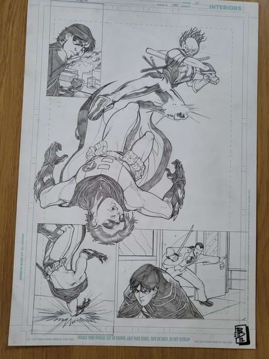 David Baldeon - 1 Original page - Batman - Robin Iss: 175 unpublished - signed