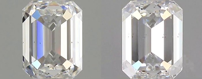 Ingen mindstepris - 2 pcs Diamant  (Natur)  - 1.00 ct - Smaragd - E - VS2 - Gemological Institute of America (GIA) - *Matchende par*EX Ingen*