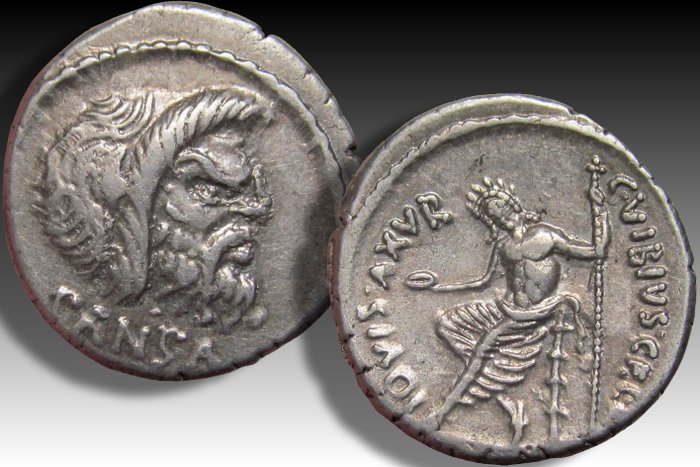 Romerska republiken. C. Vibius C. f. C.n. Pansa Caetronianus, 48 f.Kr.. Denarius Rome mint