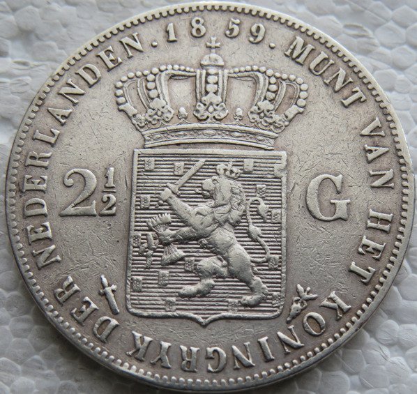 Holland Willem III (1849-1890) 2 1/2 Gulden 1859  (Ingen mindstepris)