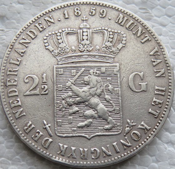 Holland Willem III (1849-1890) 2 1/2 Gulden 1859  (Ingen mindstepris)