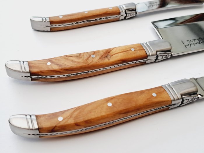 Laguiole - 3x Cheese Knives - Olive Wood - style de - Bordknive sæt (3) - Rustfrit stål