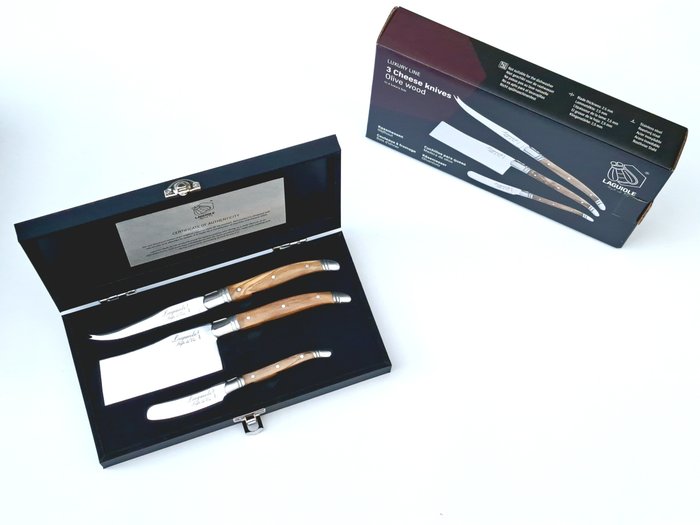 Laguiole - 3x Cheese Knives - Olive Wood - style de - Bordknive sæt (3) - Rustfrit stål