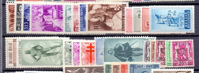 Belgien 1946/1949 - 4 Næsten komplette bind uden blokke - Samling med portrætter af Senatet I til IV - OBP / COB 725 t/m 791 en 798