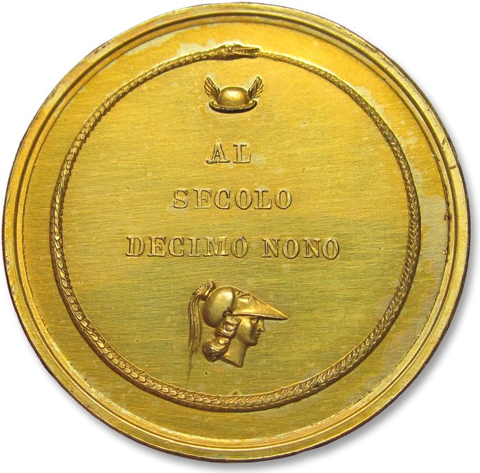 Venedig. Historical Medal 34mm AE gilded laudatory medal 1817 A.D. Antonio Canova - by medallist Francesco Putinati -