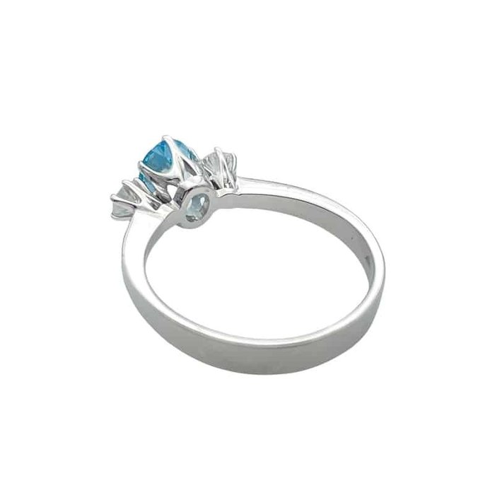 Ring - 14 karat Hvidguld -  065ct tw Akvamarin - Diamant - Akvamarin diamantring