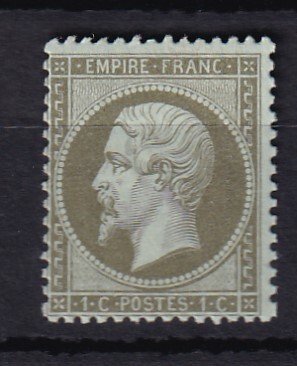 Frankrig 1862 - ny uden hængsel, napoleon 1c olivengrøn - Yvert n°19