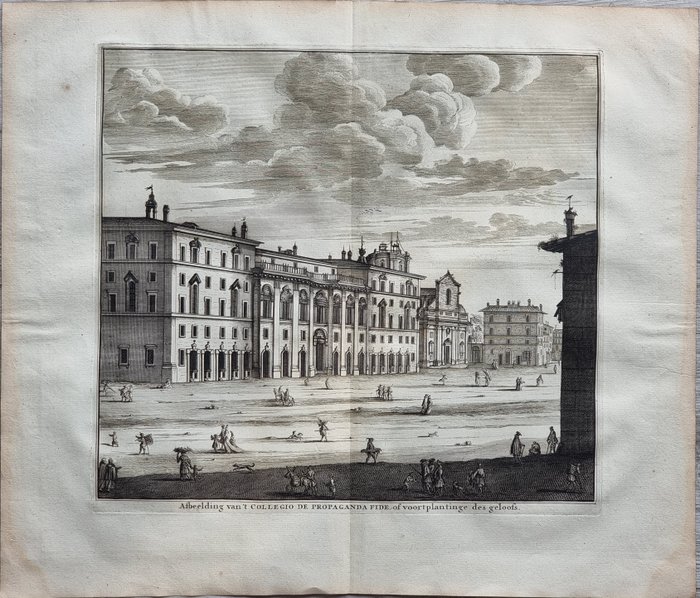 Italien - Rom; François Halma / Hendrik Elandt - Afbeelding van 't Collegio de Propaganda Fide, of voortplantinge des Geloofs - Collegio di - 1701-1720