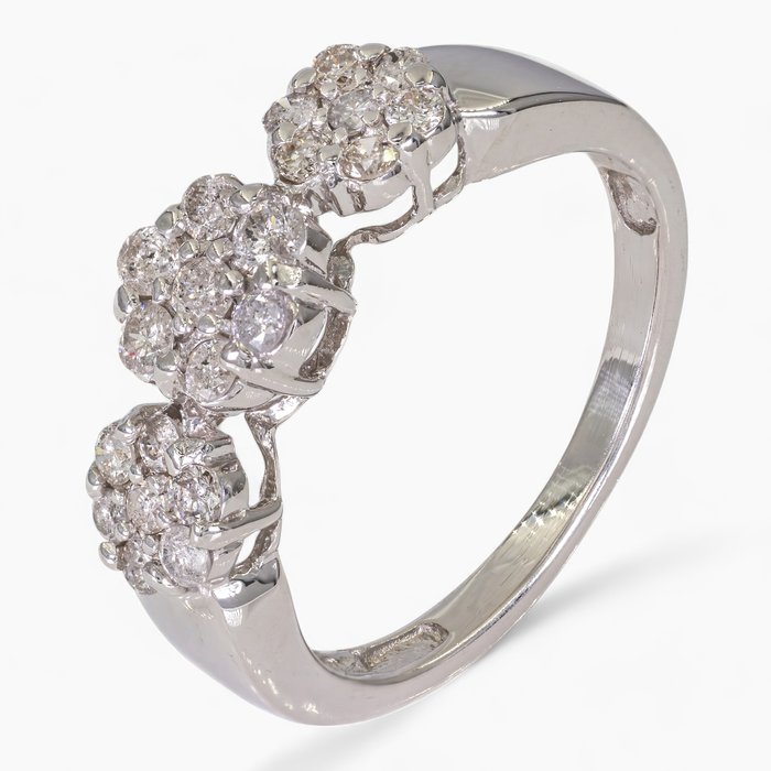 Ingen mindstepris - Ring - 14 karat Hvidguld, IGI Antwerpen certificeret - 0.40 ct diamanter -  0.40ct. tw. Diamant (Natur)