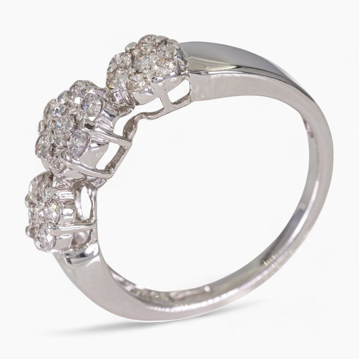 Ingen mindstepris - Ring - 14 karat Hvidguld, IGI Antwerpen certificeret - 0.40 ct diamanter -  0.40ct. tw. Diamant (Natur)