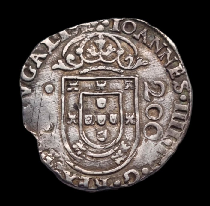 Portugal D João IV (1640-1656) Meio Cruzado (200 Réis) - Porto - REX•PORTVGALIE - Escassa