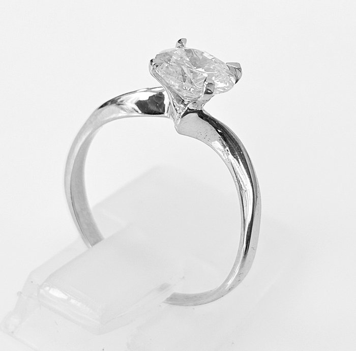 Forlovelsesring - 14 karat Hvidguld -  1.08ct. tw. Diamant (Natur)