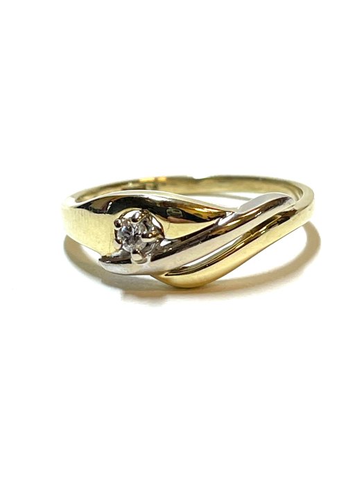 Ingen mindstepris - Ring - 14 karat Gulguld, Hvidguld -  0.04ct. tw. Diamant (Natur)