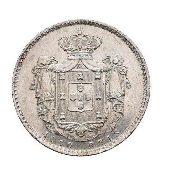 Portugal. D. Maria II (1834-1853). 10 Tostões (1.000 Reis) 1838 - Data Emendada (8 sobre 6) - Escassa