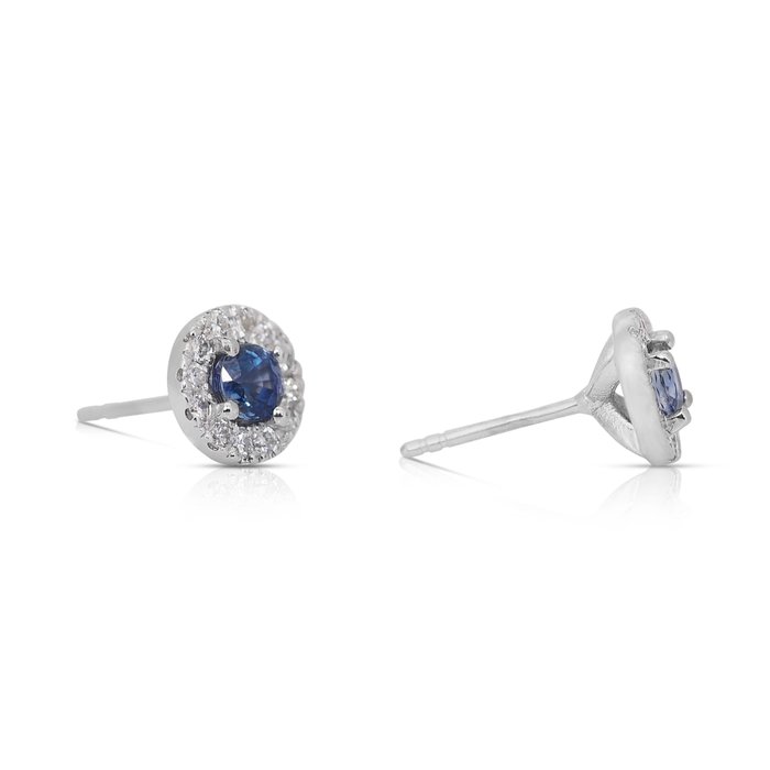 Ingen mindstepris - Øreringe - 14 karat Hvidguld -  108ct tw Safir - Diamant