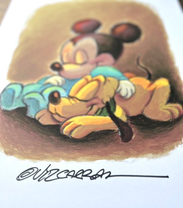 Joan Vizcarra - Baby Mickey Mouse and Pluto Sleeping - Artist Edition -. Hand Signed