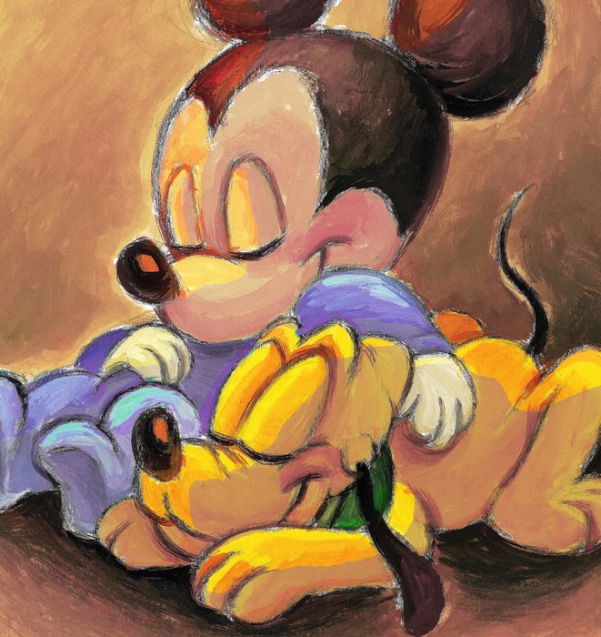 Joan Vizcarra - Baby Mickey Mouse and Pluto Sleeping - Artist Edition -. Hand Signed