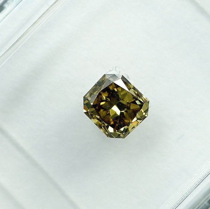 Ingen mindstepris - 1 pcs Diamant  (Naturfarvet)  - 0.49 ct - Radiant - Fancy intense Brunlig Gul - SI1 - International Gemological Institute (IGI)