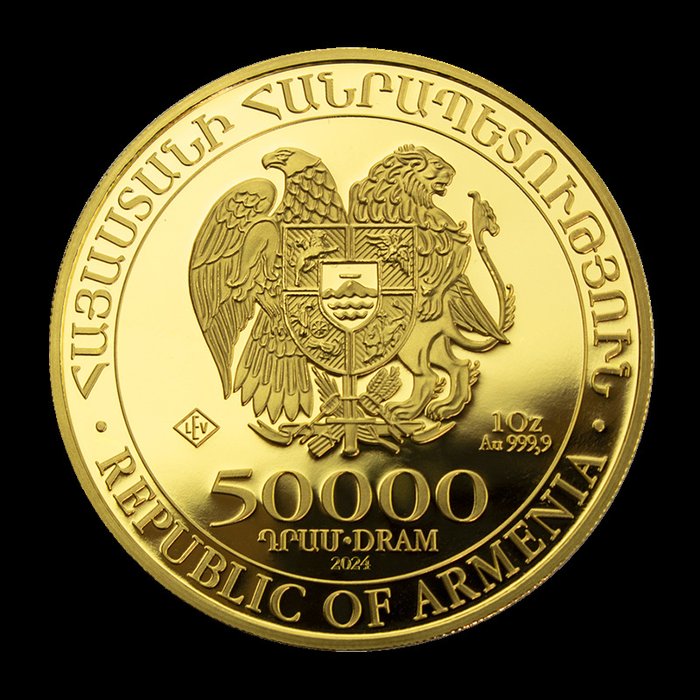 Armenien. 5000 dram 2024 Arche Noah 1 oz Goldmünze Gold Coin 999 im Blister mit Zerttifikat