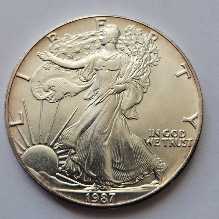 Förenta staterna. 1 Dollar 1987 American eagle, 1 Oz (.999)  (Ingen mindstepris)