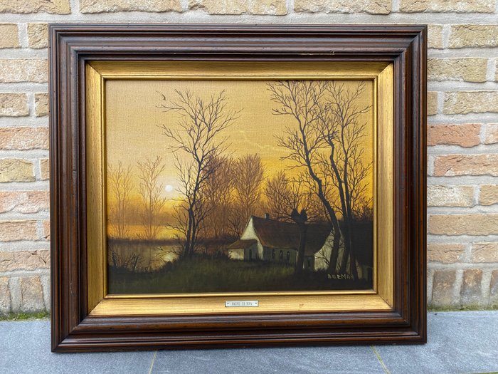 André De Man (1925-2002) - Landschap met ondergaande zon