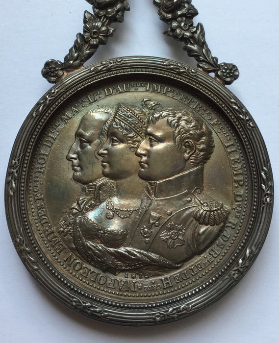 Frankrig. Napoléon I (1804-1814). Historical Medal 1810 A.D. - Napoleon Bonaparte, Marie Louise  Francis II (emperor Austria) - unique piece!