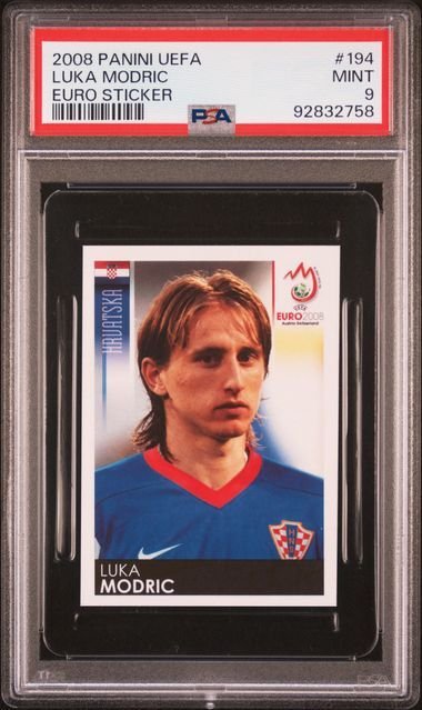 2008 Panini UEFA Euro Stickers Luka Modric #194 Euro Rookie PSA 9 - 1 Graded sticker