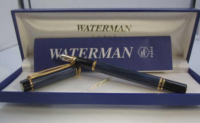 Pregiata Waterman 200 Man blu - Pennino 18ct - Francia  fine anni '90 - Fyldepen