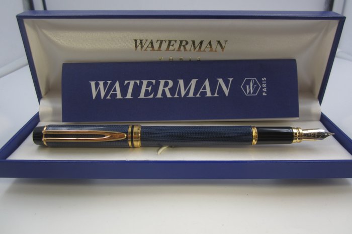 Pregiata Waterman 200 Man blu - Pennino 18ct - Francia  fine anni '90 - Fyldepen