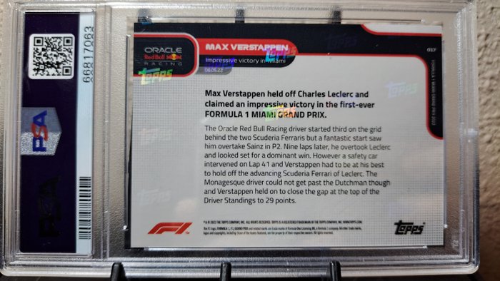 2022 Topps Now F1 Max Verstappen #17 PSA 10 Graded card