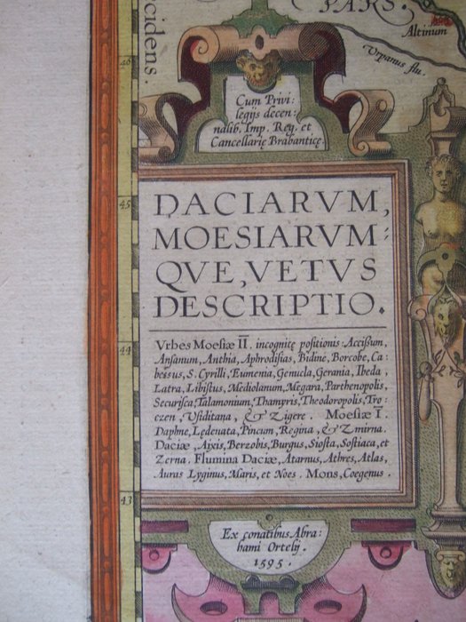 Rumænien - Dacia / Transsylvanien / Walachia / Moldavien , Cluj Napoca, Alba Julia, Bulgarien Veliko Tarnavo; Ortelius - Daciarum Moesiarum que vetus Descriptiae .. 1595 - 1581-1600