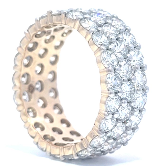 Ring - 14 karat Gulguld -  5.08ct. tw. Diamant (Laboratoriedyrket) - E-F , VVS-VS