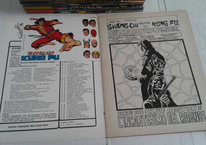 Shang-chi Kung Fu n. 1/54 -1° serie completa - n° 1 e 49 con poster n° 24 e 36 con adesivi no resa - 1 Complete series - Første udgave - 1975