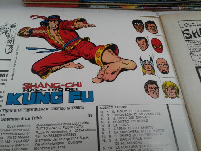 Shang-chi Kung Fu n. 1/54 -1° serie completa - n° 1 e 49 con poster n° 24 e 36 con adesivi no resa - 1 Complete series - Første udgave - 1975