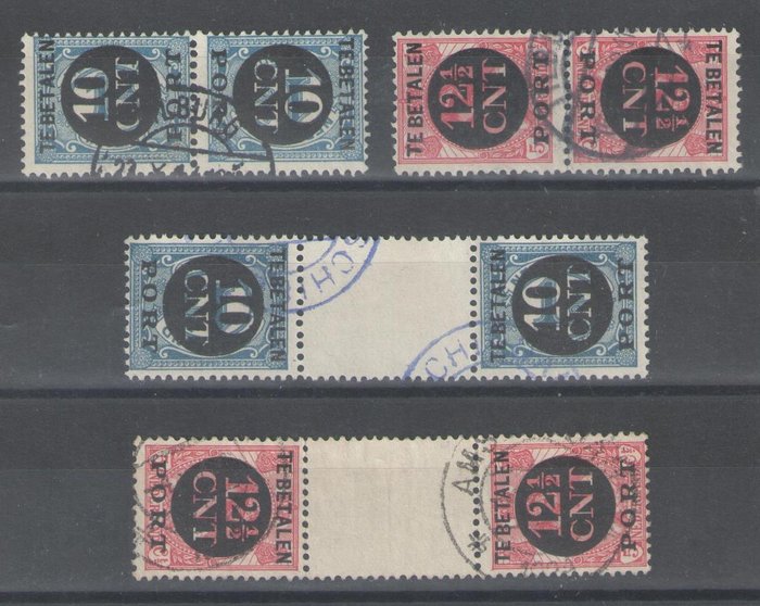 Holland 1924 - Port omvendt udskrivning par - NVPH P67a/P68b