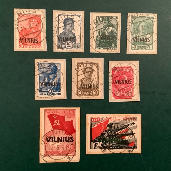 Litauen 1943 - Vilnius: fuldt udgave på fragment med centralt stempel - godkendt Pickenpack - Michel 10/18