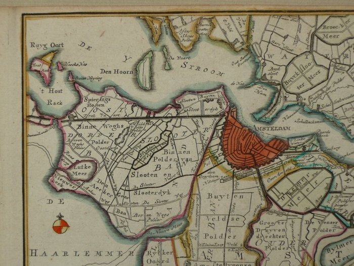 Holland - Amsterdam, Amstelland; Hendrik de Leth - Nieuwe en Accurate Kaart van de Balluage van Amstelland - 1740