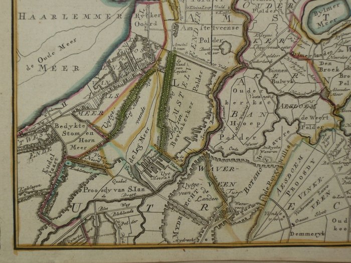 Holland - Amsterdam, Amstelland; Hendrik de Leth - Nieuwe en Accurate Kaart van de Balluage van Amstelland - 1740