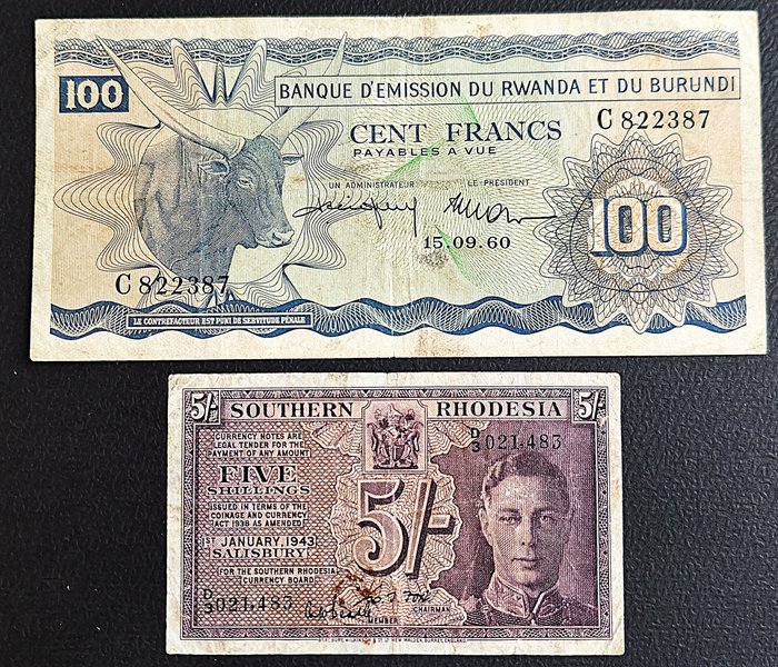 Verden. - 2 banknotes - various dates  (Ingen mindstepris)