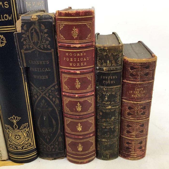 Cowper; Longfellow; Moore; Rogers; Arnold; Scott - Lot of 8 predominantly 19th century poetry collections - 1842