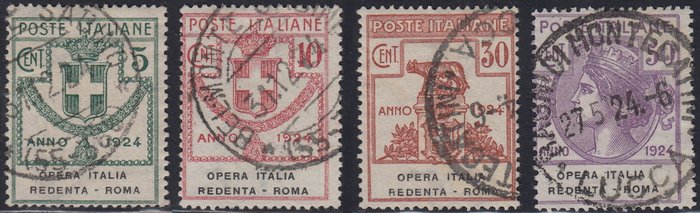 Italien Kongerige 1924 - Halvstatslige karosserier, "Opera Italia Redenta Roma"-serien brugt med originale aflysninger, - n. 46/49